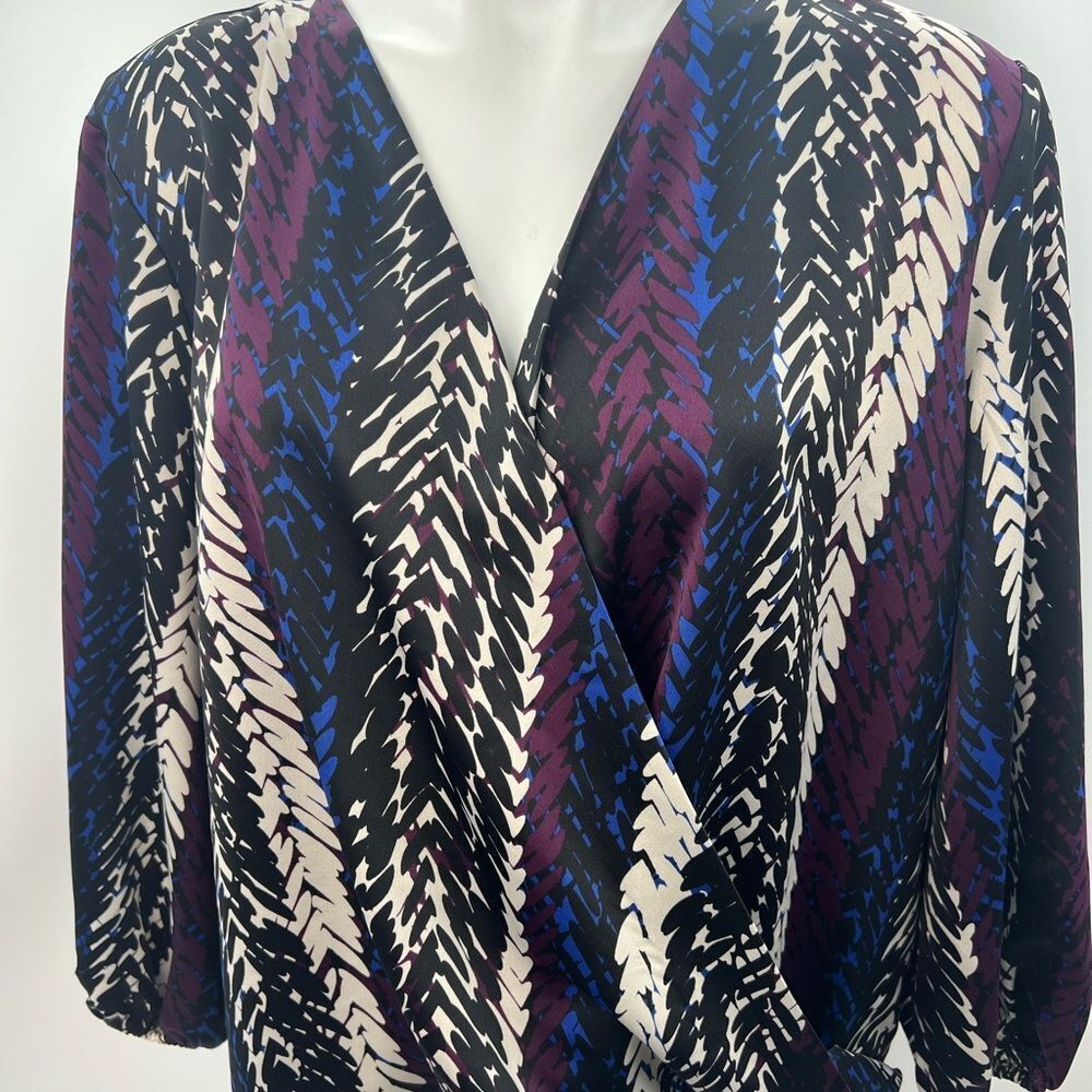 Marc New York Abstract Print Faux wrap Top